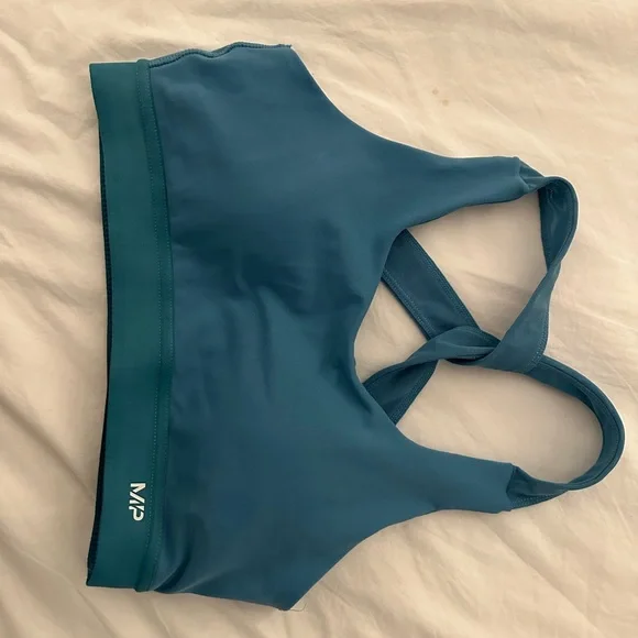 MyProtein workout outfit, leggings, sport bra, long sleeve, shorts. Blue, size M - Picture 6 of 9
